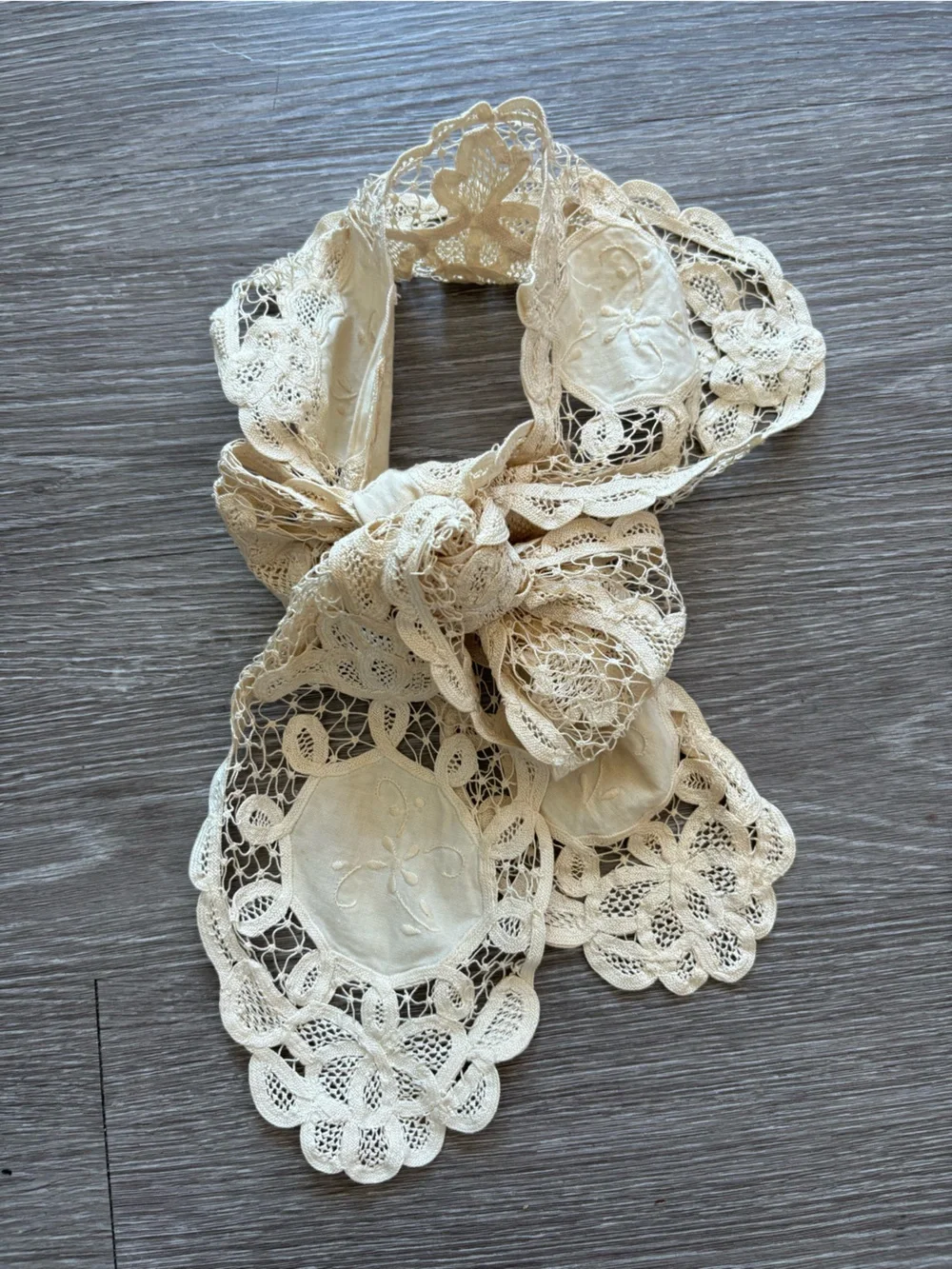 Handcrafted Cream Lace Decorative Scarf Collar